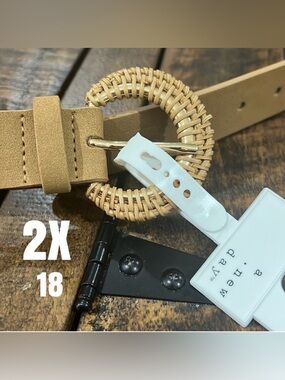 Rattan gold suede 2x belt size 18